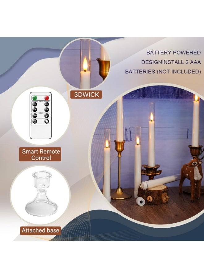 YSR VEF Flameless Taper Candles with Remote and Timer - 6 Pack LED Candles, Battery Operated, for Home, Wedding, Party (White) - Image 4